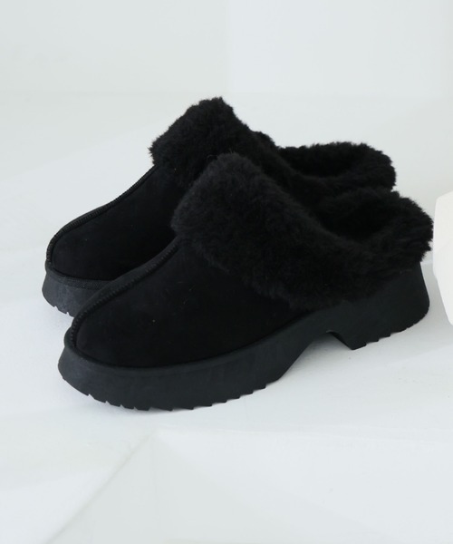 VIVIAN（ヴィヴィアン）の「もふぽか厚底チャンキーヒールサボムートンブーツ（ブーツ・レディース・ブラック/キャメル/ベージュ・LL/S/M/L）」の5枚目の写真