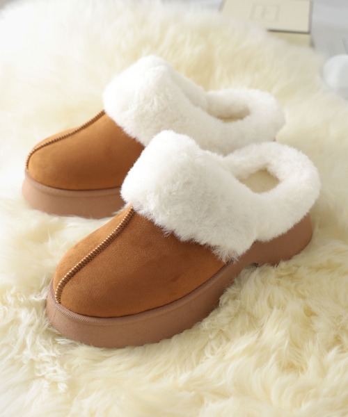 VIVIAN（ヴィヴィアン）の「もふぽか厚底チャンキーヒールサボムートンブーツ（ブーツ・レディース・ブラック/キャメル/ベージュ・LL/S/M/L）」の17枚目の写真