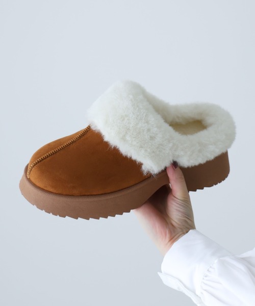 VIVIAN（ヴィヴィアン）の「もふぽか厚底チャンキーヒールサボムートンブーツ（ブーツ・レディース・ブラック/キャメル/ベージュ・LL/S/M/L）」の18枚目の写真