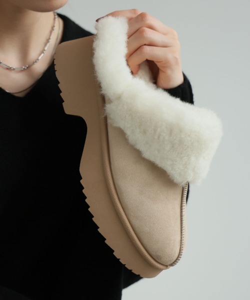 VIVIAN（ヴィヴィアン）の「もふぽか厚底チャンキーヒールサボムートンブーツ（ブーツ・レディース・ブラック/キャメル/ベージュ・LL/S/M/L）」の13枚目の写真