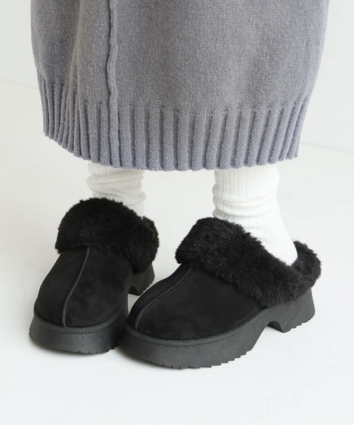 VIVIAN（ヴィヴィアン）の「もふぽか厚底チャンキーヒールサボムートンブーツ（ブーツ・レディース・ブラック/キャメル/ベージュ・LL/S/M/L）」の7枚目の写真