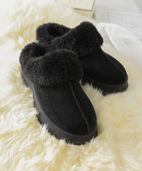 VIVIAN（ヴィヴィアン）の「もふぽか厚底チャンキーヒールサボムートンブーツ（ブーツ・レディース・ブラック/キャメル/ベージュ・LL/S/M/L）」の4枚目の写真