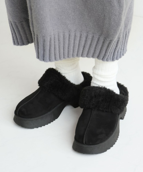 VIVIAN（ヴィヴィアン）の「もふぽか厚底チャンキーヒールサボムートンブーツ（ブーツ・レディース・ブラック/キャメル/ベージュ・LL/S/M/L）」の8枚目の写真