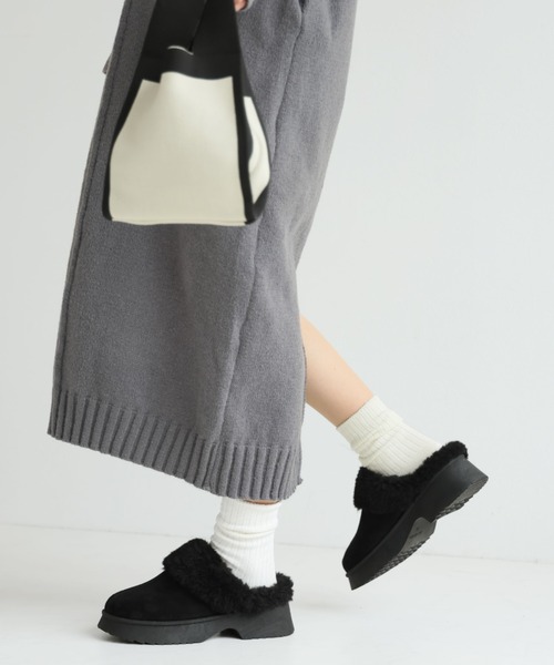 VIVIAN（ヴィヴィアン）の「もふぽか厚底チャンキーヒールサボムートンブーツ（ブーツ・レディース・ブラック/キャメル/ベージュ・LL/S/M/L）」の9枚目の写真