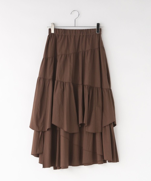 LOWRYS FARM（ローリーズファーム）の「ティアードイレヘムスカート　576730（スカート・レディース・ブラック/ブラウン/アイボリー/グリーン/チャコールグレー・FREE）」の4枚目の写真