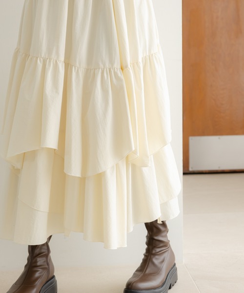 LOWRYS FARM（ローリーズファーム）の「ティアードイレヘムスカート　576730（スカート・レディース・ブラック/ブラウン/アイボリー/グリーン/チャコールグレー・FREE）」の22枚目の写真