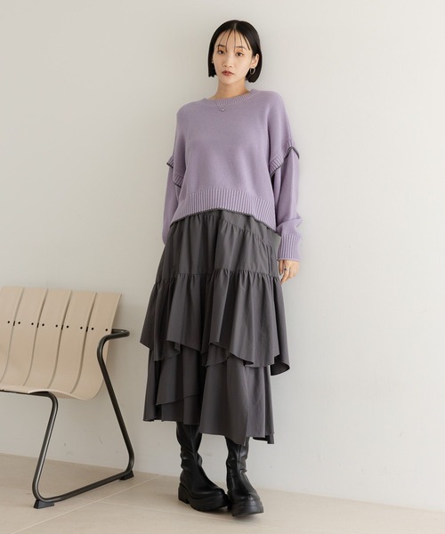 LOWRYS FARM（ローリーズファーム）の「ティアードイレヘムスカート　576730（スカート・レディース・ブラック/ブラウン/アイボリー/グリーン/チャコールグレー・FREE）」の8枚目の写真