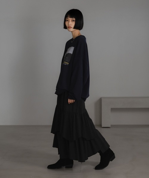 LOWRYS FARM（ローリーズファーム）の「ティアードイレヘムスカート　576730（スカート・レディース・ブラック/ブラウン/アイボリー/グリーン/チャコールグレー・FREE）」の13枚目の写真