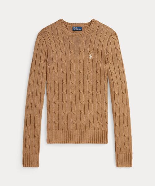 POLO RALPH LAUREN（ポロ ラルフ ローレン）の「ケーブルニット コットン クルーネック セーター（ニット/セーター・レディース・ブラウン系5・S/M/L/XL/XS）」の2枚目の写真