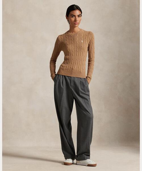 POLO RALPH LAUREN（ポロ ラルフ ローレン）の「ケーブルニット コットン クルーネック セーター（ニット/セーター・レディース・ブラウン系5・S/M/L/XL/XS）」の3枚目の写真