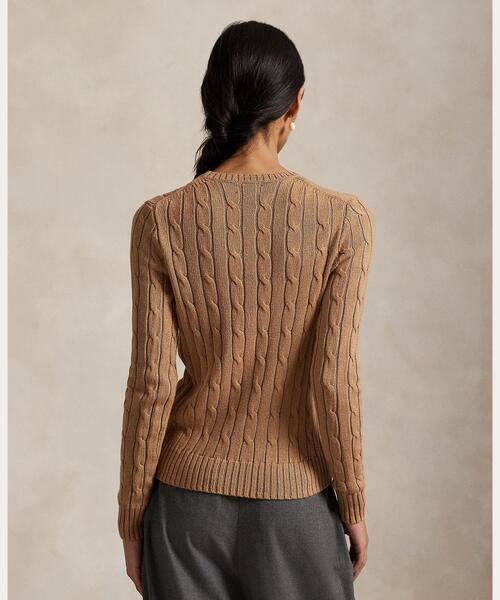 POLO RALPH LAUREN（ポロ ラルフ ローレン）の「ケーブルニット コットン クルーネック セーター（ニット/セーター・レディース・ブラウン系5・S/M/L/XL/XS）」の4枚目の写真