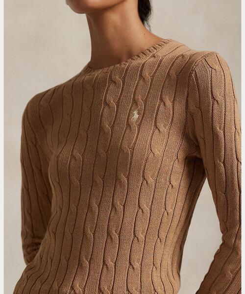 POLO RALPH LAUREN（ポロ ラルフ ローレン）の「ケーブルニット コットン クルーネック セーター（ニット/セーター・レディース・ブラウン系5・S/M/L/XL/XS）」の5枚目の写真
