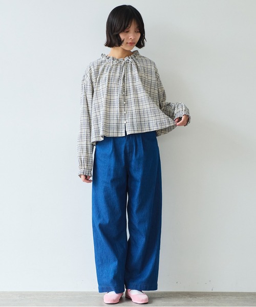 bulle de savon（ビュルデサボン）の「△ちぢみcheck ブラウス（シャツ/ブラウス・レディース・キナリ/ピンク・FREE）」の8枚目の写真