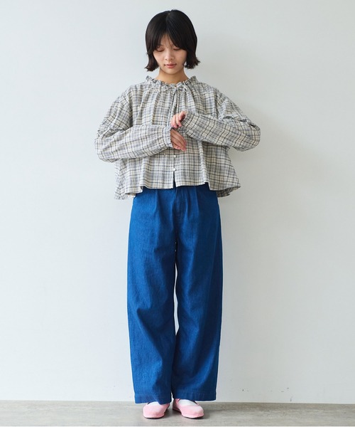 bulle de savon（ビュルデサボン）の「△ちぢみcheck ブラウス（シャツ/ブラウス・レディース・キナリ/ピンク・FREE）」の9枚目の写真