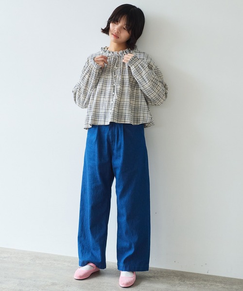 bulle de savon（ビュルデサボン）の「△ちぢみcheck ブラウス（シャツ/ブラウス・レディース・キナリ/ピンク・FREE）」の10枚目の写真