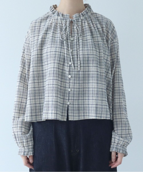 bulle de savon（ビュルデサボン）の「△ちぢみcheck ブラウス（シャツ/ブラウス・レディース・キナリ/ピンク・FREE）」の13枚目の写真