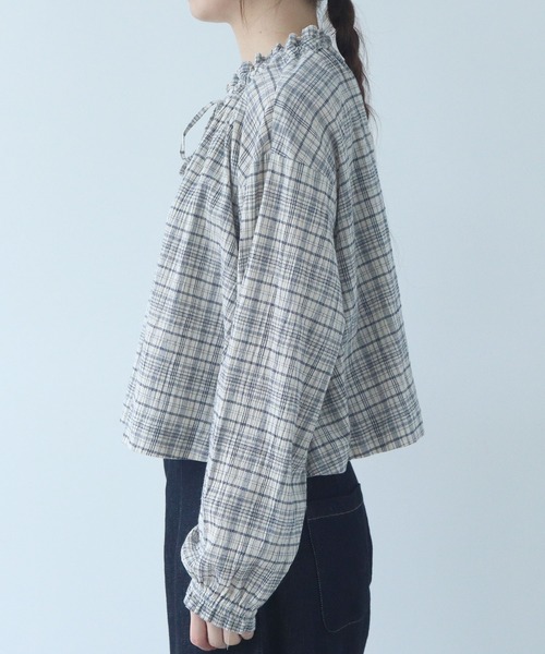 bulle de savon（ビュルデサボン）の「△ちぢみcheck ブラウス（シャツ/ブラウス・レディース・キナリ/ピンク・FREE）」の14枚目の写真