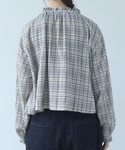 bulle de savon（ビュルデサボン）の「△ちぢみcheck ブラウス（シャツ/ブラウス・レディース・キナリ/ピンク・FREE）」の15枚目の写真