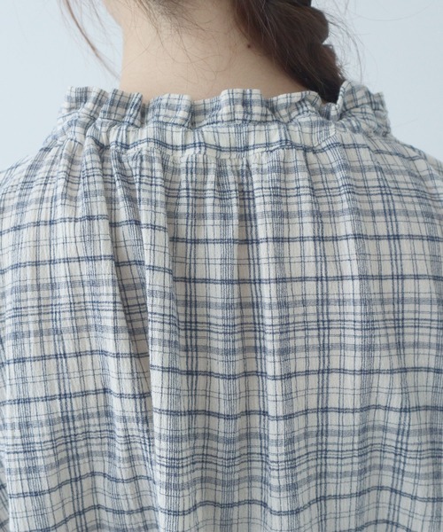bulle de savon（ビュルデサボン）の「△ちぢみcheck ブラウス（シャツ/ブラウス・レディース・キナリ/ピンク・FREE）」の17枚目の写真