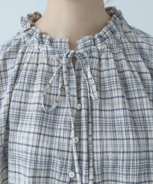 bulle de savon（ビュルデサボン）の「△ちぢみcheck ブラウス（シャツ/ブラウス・レディース・キナリ/ピンク・FREE）」の16枚目の写真