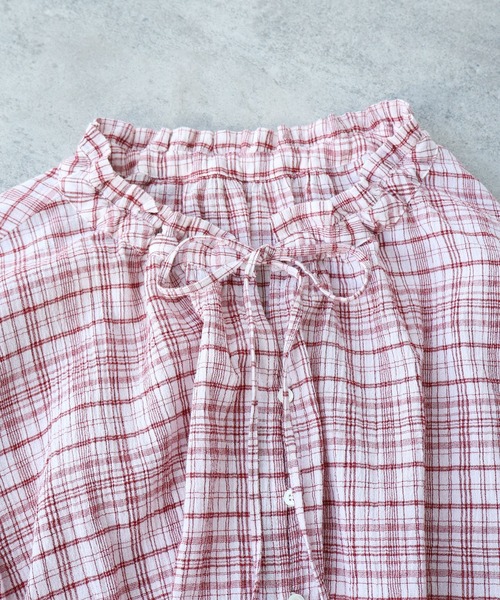 bulle de savon（ビュルデサボン）の「△ちぢみcheck ブラウス（シャツ/ブラウス・レディース・キナリ/ピンク・FREE）」の22枚目の写真