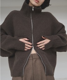 ダブルジップハイネックニットブルゾン