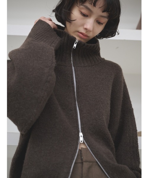 ダブルジップハイネックニットブルゾン（ニット/セーター）｜AIC