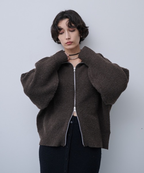 ダブルジップハイネックニットブルゾン（ニット/セーター）｜AIC