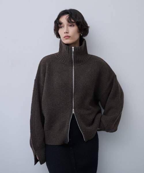 ダブルジップハイネックニットブルゾン（ニット/セーター）｜AIC