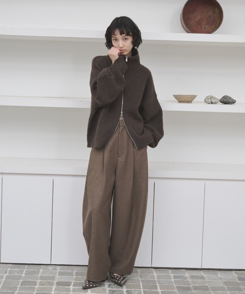 ダブルジップハイネックニットブルゾン（ニット/セーター）｜AIC