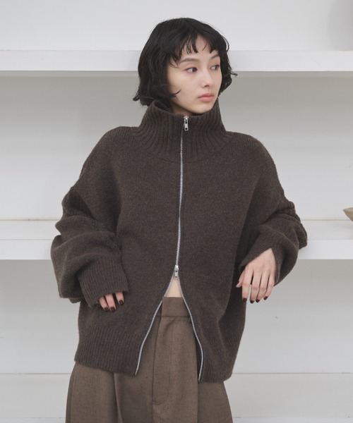 【希少】L・I・J ニットブルゾン Lサイズ ダブルジップハイネックニットブルゾン（ニット/セーター）｜AIC