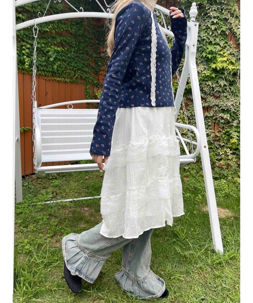 WC（ダブル シー）の「《秋冬新作★》リトルフラワーパターントップス（Tシャツ/カットソー・レディース・ホワイト/ネイビー・FREE）」の15枚目の写真