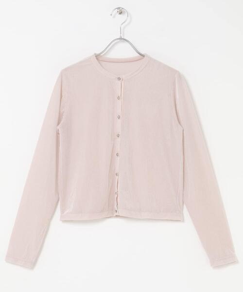 F by ROSSO（エフバイロッソ）の「F by ROSSO　シアーリブベロアコンパクトカーディガン（カーディガン/ボレロ・レディース・ネイビー/ピンク・FREE）」の3枚目の写真