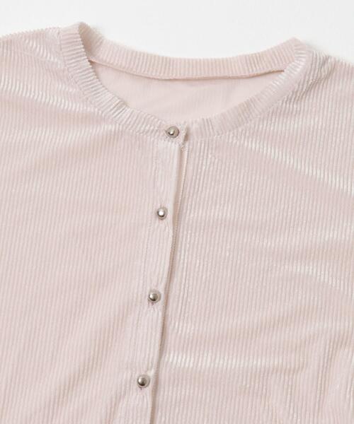 F by ROSSO（エフバイロッソ）の「F by ROSSO　シアーリブベロアコンパクトカーディガン（カーディガン/ボレロ・レディース・ネイビー/ピンク・FREE）」の4枚目の写真