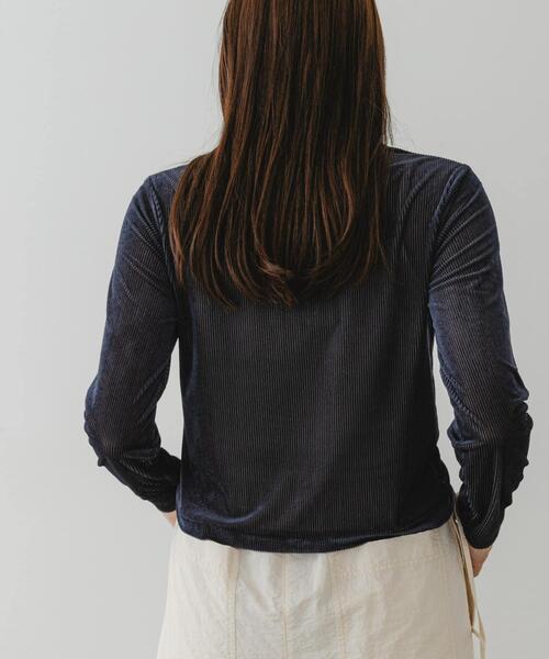 F by ROSSO（エフバイロッソ）の「F by ROSSO　シアーリブベロアコンパクトカーディガン（カーディガン/ボレロ・レディース・ネイビー/ピンク・FREE）」の8枚目の写真