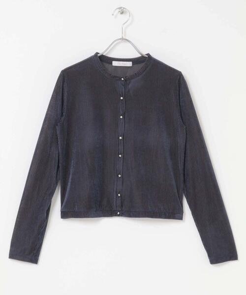 F by ROSSO（エフバイロッソ）の「F by ROSSO　シアーリブベロアコンパクトカーディガン（カーディガン/ボレロ・レディース・ネイビー/ピンク・FREE）」の10枚目の写真