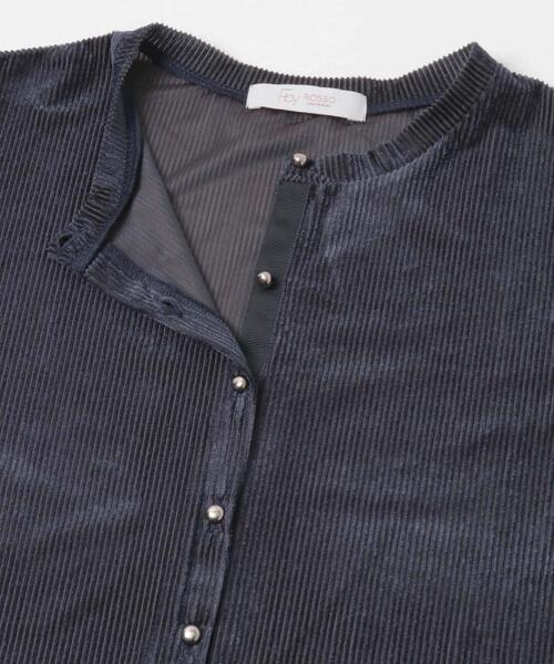 F by ROSSO（エフバイロッソ）の「F by ROSSO　シアーリブベロアコンパクトカーディガン（カーディガン/ボレロ・レディース・ネイビー/ピンク・FREE）」の11枚目の写真