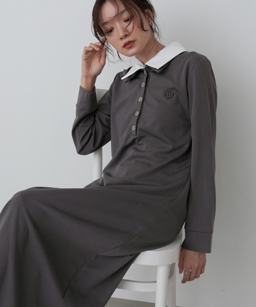 Bab（バブ）の「【選べるサイズ展開】2WAYダブルカラーワンピース（ワンピース・レディース・チャコールグレー/ブラック/モカ・S/M/L）」の2枚目の写真