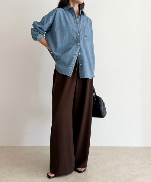 fredy emue（フレディエミュ）の「【リピーター続出！/高身長サイズあり】とろみWarmストレートイージーパンツ（その他パンツ・レディース・ブラック/チャコールグレー/アイボリー/ブラウン・38/36/39）」の21枚目の写真