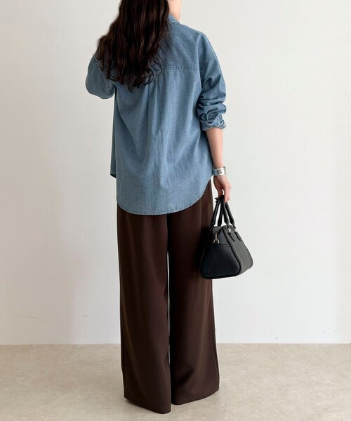 fredy emue（フレディエミュ）の「【リピーター続出！/高身長サイズあり】とろみWarmストレートイージーパンツ（その他パンツ・レディース・ブラック/チャコールグレー/アイボリー/ブラウン・38/36/39）」の9枚目の写真