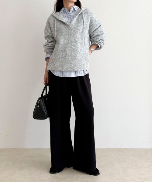 fredy emue（フレディエミュ）の「【リピーター続出！/高身長サイズあり】とろみWarmストレートイージーパンツ（その他パンツ・レディース・ブラック/チャコールグレー/アイボリー/ブラウン・38/36/39）」の10枚目の写真