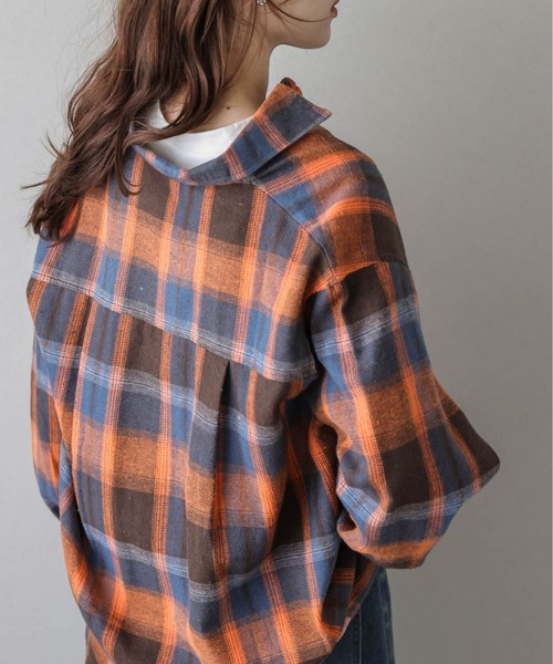 La-gemme（ラジェム）の「ヴィンテージライクチェックシャツ（シャツ/ブラウス・レディース・オレンジ/ベージュ/ブルー・フリー）」の22枚目の写真