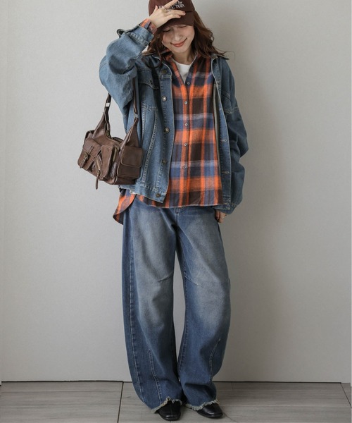 La-gemme（ラジェム）の「ヴィンテージライクチェックシャツ（シャツ/ブラウス・レディース・オレンジ/ベージュ/ブルー・フリー）」の21枚目の写真