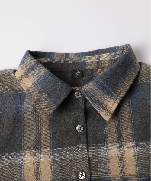 La-gemme（ラジェム）の「ヴィンテージライクチェックシャツ（シャツ/ブラウス・レディース・オレンジ/ベージュ/ブルー・フリー）」の15枚目の写真