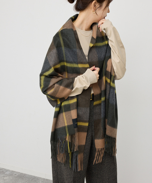 Spick & Span（スピックアンドスパン）の「Spick & Span カシミヤチェックストール（ストール/ショール・レディース・ブラウン/グリーン・FREE）」の5枚目の写真