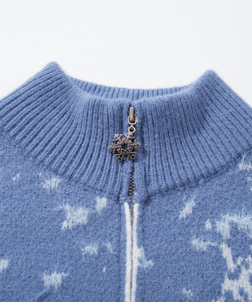 HOOK(フック)の「HOOK -original- 雪柄ダブルジップハイネックカーディガン (AW)(カーディガン/ボレロ・メンズ・ブルー/ライトブルー・MEDIUM/LARGE/X-LARGE)」の9枚目の写真