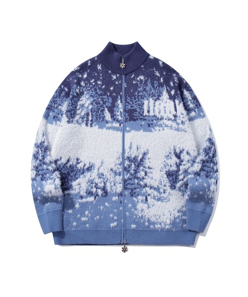 HOOK(フック)の「HOOK -original- 雪柄ダブルジップハイネックカーディガン (AW)(カーディガン/ボレロ・メンズ・ブルー/ライトブルー・MEDIUM/LARGE/X-LARGE)」の7枚目の写真