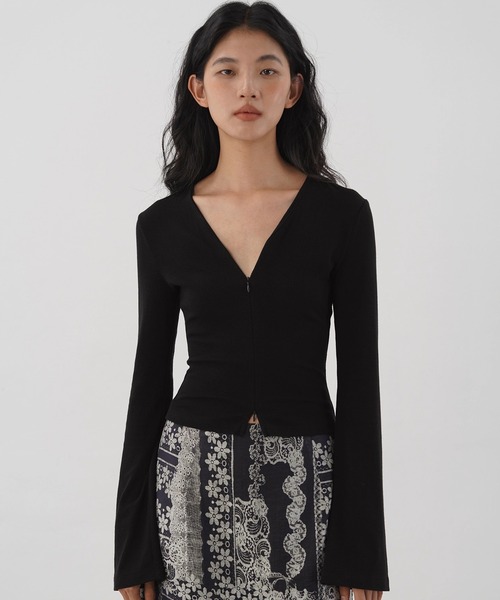 たまな様　ブラックトップス セール】ダブルジップコンパクトトップス EM25a063【EIGHTHMONTH】（T