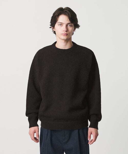 ウール ナイロン ループヤーン クルーネック（ニット/セーター