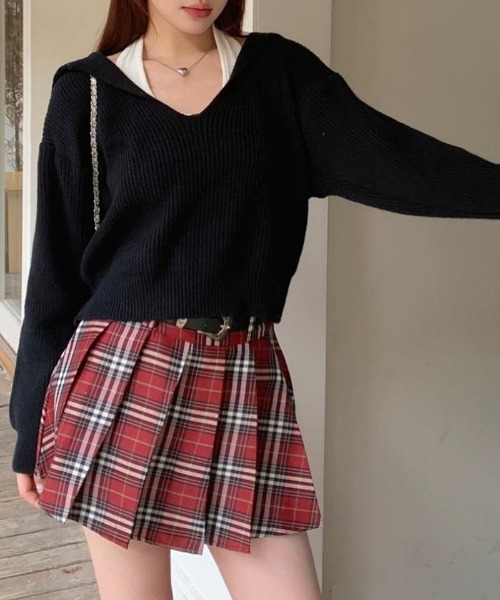 shoppinggo(ショッピングゴー)の「ニットトップス Vネック スキッパー カットソー レディース 秋冬 ニットセーター(ニット/セーター・レディース・ベージュ/ブラック/グレー・FREE)」の22枚目の写真